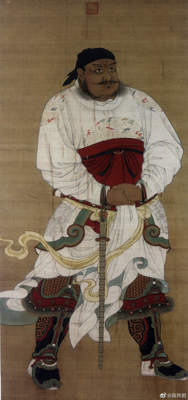 清宫内务府广储司茶库旧藏历代功臣像之韩信张飞立像明宫廷画师绘制现