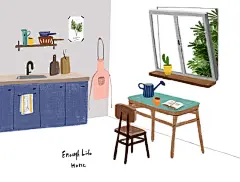 家具沙发手绘卡通插画插画家居生活摆设海报PSD分层室内设计素材-淘宝网