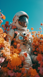 花与太空人超有氛围感照片