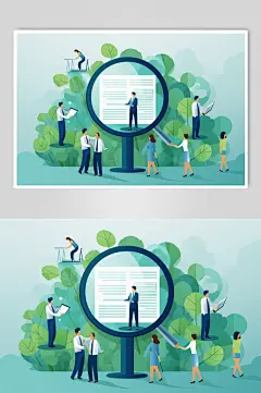 AI数字艺术扁平化企业招聘招人场景插画