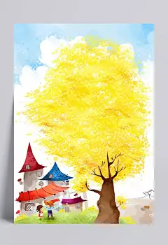 秋天的村庄插画|PSD分层素材,抽象树木,村庄,风景图片,黄色的树,卡通插画,卡通房子,卡通树木,卡通屋子,秋天,人物,手绘花卉,手绘树木,树木插画,树木速写,树木涂鸦,小房子,小男孩,小女孩,风景,PSD分层素材,PSD素材