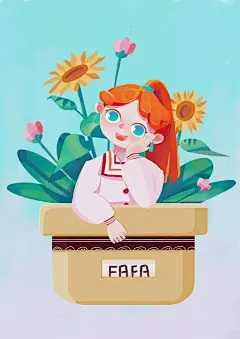 卡通可爱手绘板绘插画元素人物小女孩小男孩设计毕竟海报