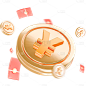 促销系列3D促销金币+红包组合元素