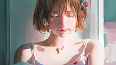 短发女孩 闭眼 绘画动漫人物壁纸