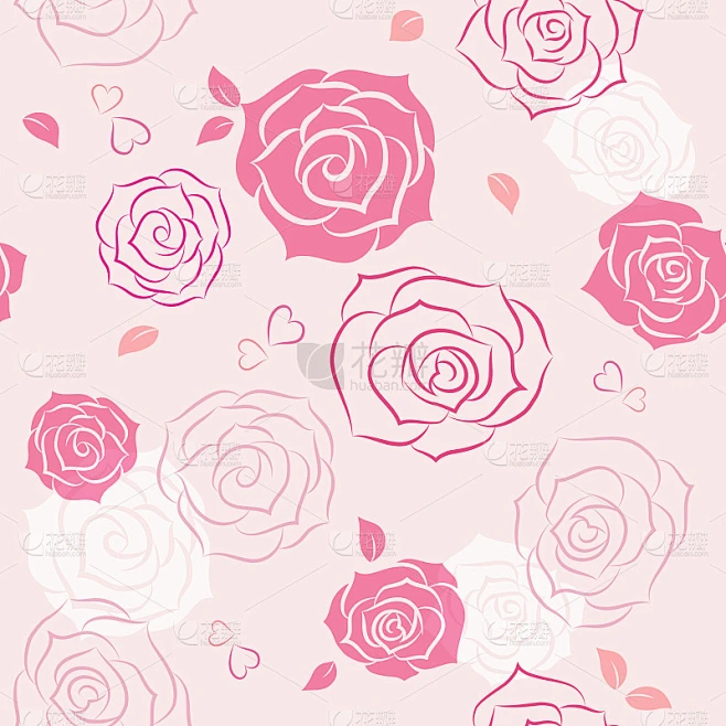 Seamless pattern of roses素材-花瓣网