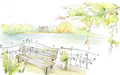 韩国浪漫风景插画桌面壁纸