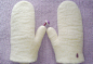 指尖上的毒蘑菇 羊毛毡手套 米白色 原创设计 新款 2013