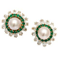 Pearl Emerald Diamond Earrings