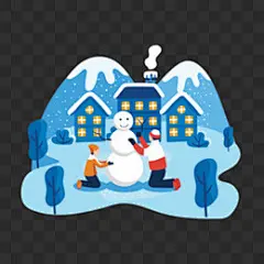 雪天户外堆雪人卡通手绘PNG图片 来自PNG搜索网 pngss.com 免费免扣png素材下载！