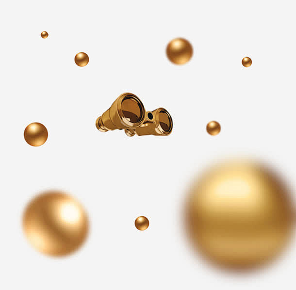 3D漂浮金色小球盒望眼镜