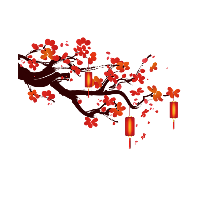 梅花与灯笼