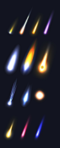 逼真的坠落的流星陨石彗星 发光的小行星 飞行的火球