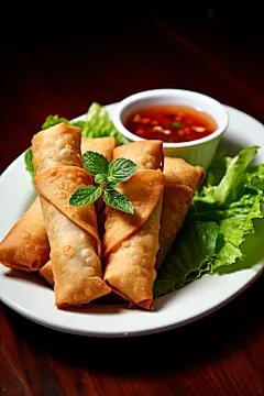 小吃春卷美食摄影图