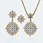 Earrings - Pendant Earrings with Chain - Prestigio - Buccellati : Pendant earrings with chain in yellow and white gold with diamonds