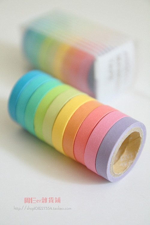 可爱糖果色日式和纸小胶带DIY贴纸手工胶...