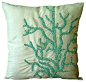 I Love Corals Decorative Green Silk Throw Pillow Cover, 12x12 beach-style-decorative-pillows