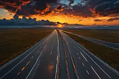 自然风景公路日落彩霞摄影图