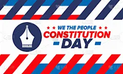 美国宪法日。节日，每年9月17日庆祝。国籍的一天。美国的一天。我们的人。爱国的美国元素。海报，卡片，