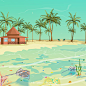 beach casasdeplaya colombia ilustracionnatural lugaresmagicos Ocean palms playa sanandresisland vidalinda