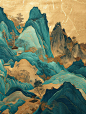 鎏金山水画海报