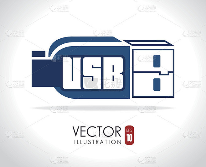 USB设计，矢量插图。