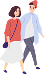 一起走路的男女 约会的年轻情侣 卡通扁平人物PNG免抠图