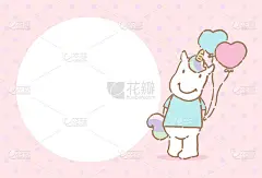 可爱的独角兽拿着气球，矢量插图