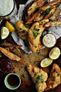 Beer Battered Fish and Chips with Spicy Remoulade