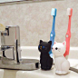 Cat Toothbrush Stand Holder / Black Cat / White Cat / Kitty Cute Kawaii Goods: 