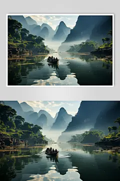 AI数字艺术桂林山水图片