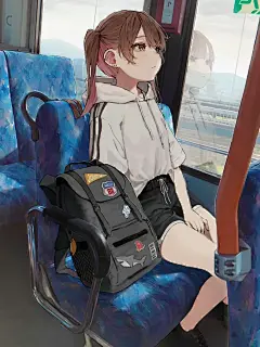 二次元少女人物插画，享受惬意的闲暇时光 - 半次元 - ACG爱好者社区