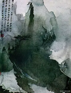 张大千山水画作品欣赏_光明网【黄山文笔峰】