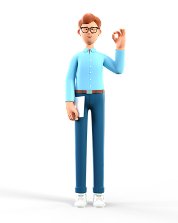 Man holding tablet w...