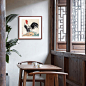 国画大公鸡斗方形字画客厅装饰画餐厅玄关镇宅画徐悲鸿鸡鸣富贵图-淘宝网