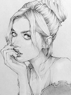 程子是云玩家采集到素描人物头像速写