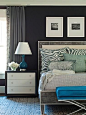 navy, white, and turquoise room