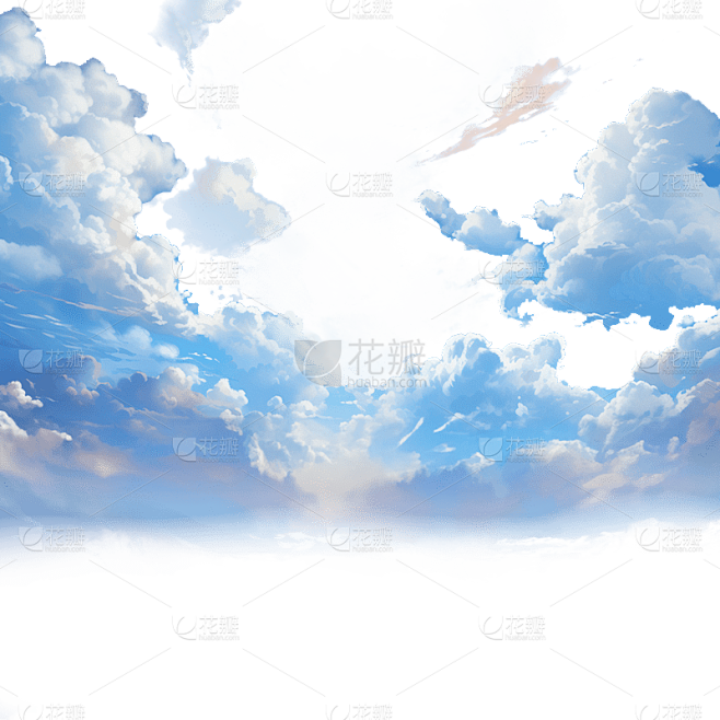 写实风格白云贴纸