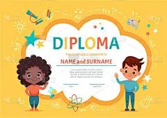 幼儿园或小学学前班有可爱黑人女孩的孩子的证书