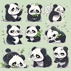 熊猫表情包素材图AI图