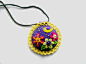 Felt floral necklace Purple yellow necklace Embroidered necklace Felt jewelry Personalized gift