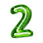 Number 2 Shape Neon Text  3D Icon