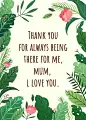 Simple Hand Painted Green Leaves Surround Thank family Card