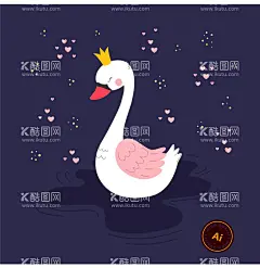 可爱卡通白天鹅  - 源文件下载【酷图网】天鹅,白天鹅,天鹅插画,卡通天鹅,天鹅素材,手绘天鹅,美丽天鹅,天鹅公主