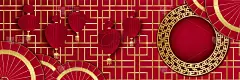 中国农历2022年虎年红金花和亚洲元素剪纸与工艺风格的背景。通用中文背景横幅。矢量图