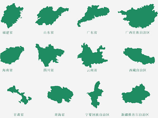 中国全国各省地图矢量图 png素材