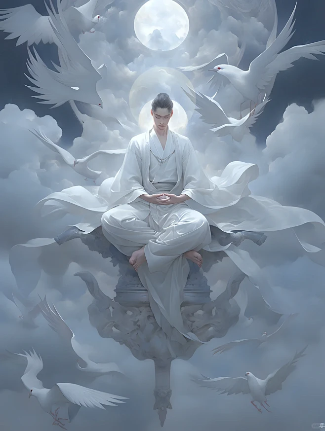 仙人抚我顶,结发受长生…｜古风国潮插画-花瓣网