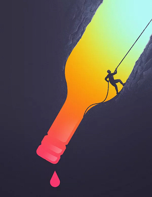 超美负空间创意插画欣赏正负空间图形和奇妙的想象力他的作品简洁并