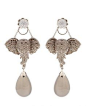 diamond elephant earrings with moonstones from Lydia Courteille