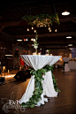 Greenery Ties on Cocktail Tables, White Linens | Event Rentals from Southern Events Party Rental Company, Nashville Wedding at Houston Station, Evin Photography #ringrentparty: 