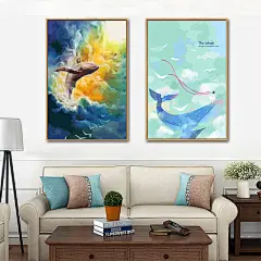 佳彩天颜 DIY数字油画风景油彩手绘填充涂色卡通装饰海洋鲸鱼鲸落-tmall.com天猫